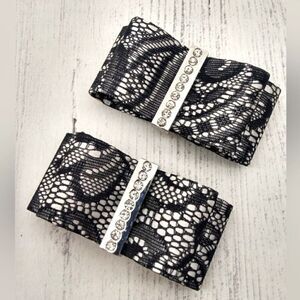 Vintage Rhinestone Lace Shoes Clip On Shoe Bow Accessories